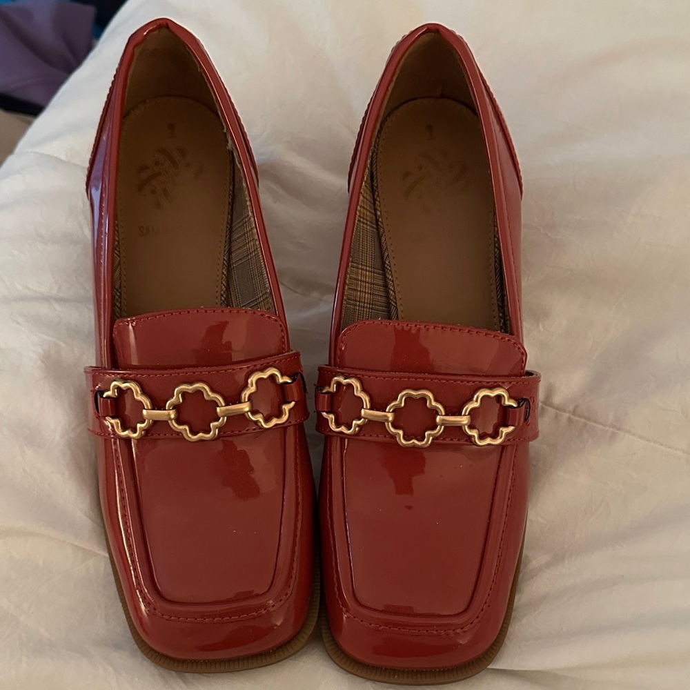 Sam & Libby Glossy Red Flats with Gold Accent